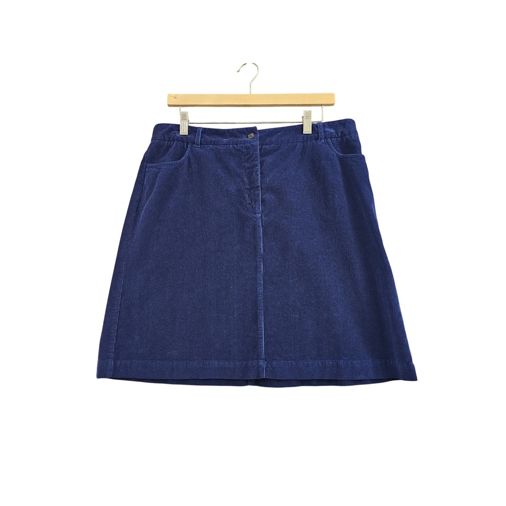 ROSSO35 Corduroy Skirt‎ Women 10 Marine Blue Solid Cotton Made in Italy New NWT